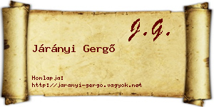 Járányi Gergő névjegykártya